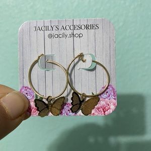 Gold butterfly Hoops